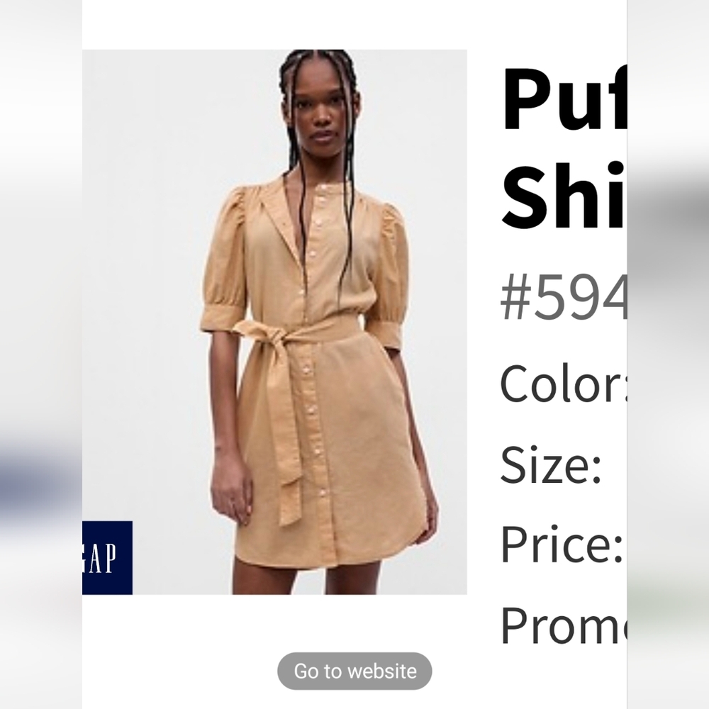 Gap puff sleeve dress. Size medium. New without tags